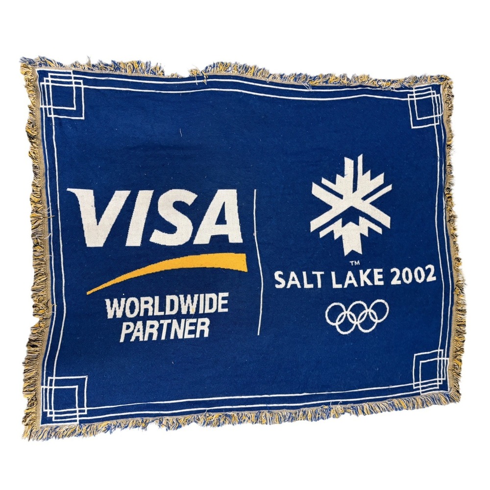 Salt Lake 2002 Olympics VISA Blanket The Northwest Co USA Woven Throw 58x43 NWT